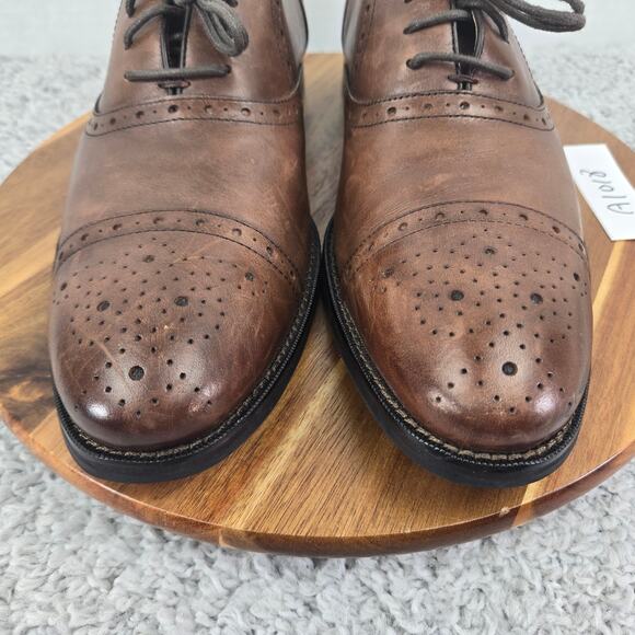 Johnston & Murphy Tyndall Brown Leather Cap Toe Brogue Oxford Dress Shoe Mens 11 - Picture 6 of 12